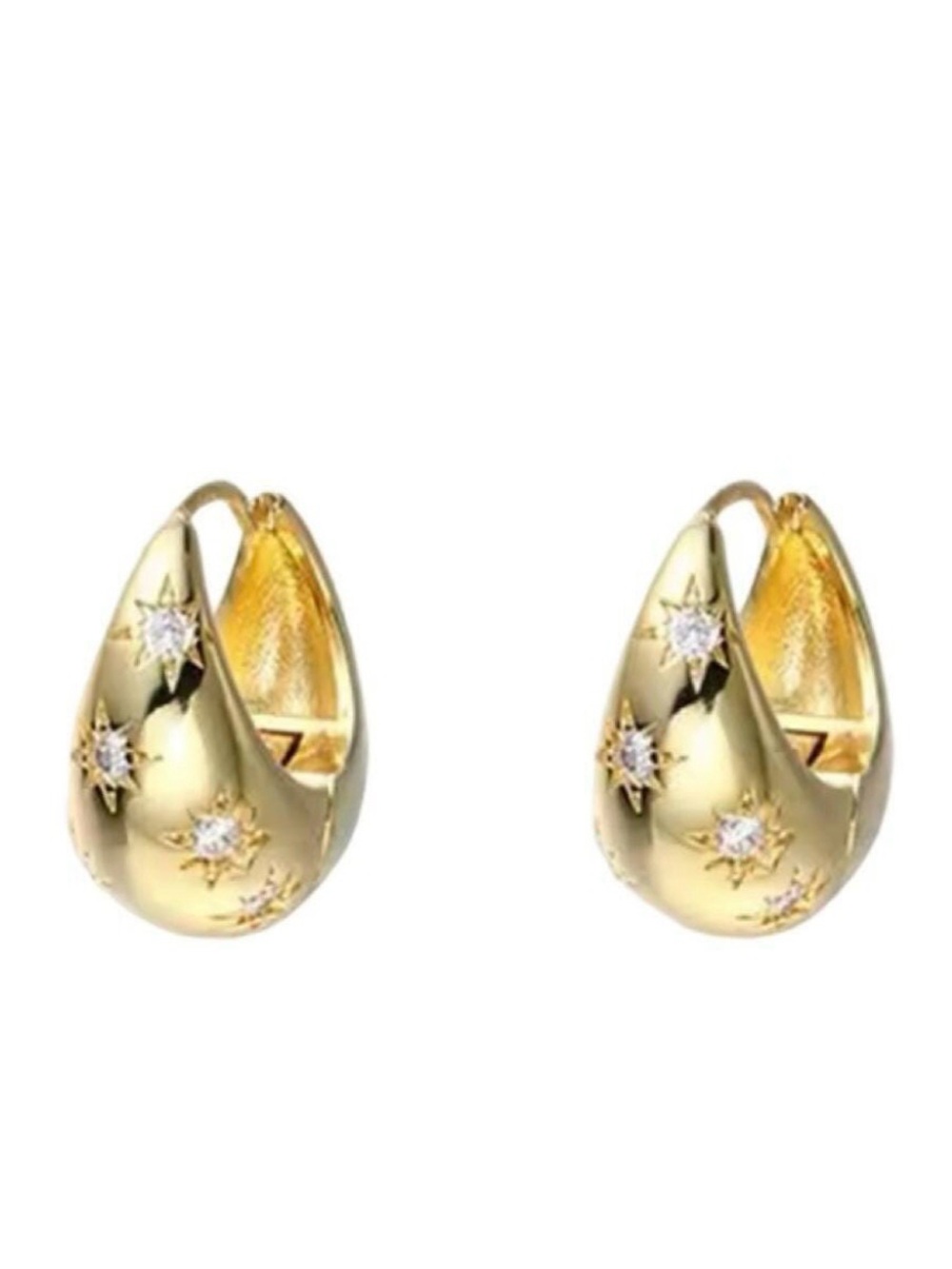 Huggie Starburst Chunky Hinged Hoops